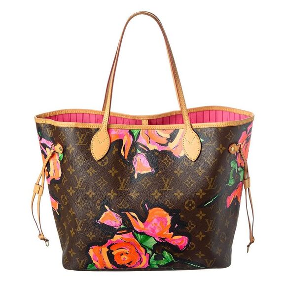 Louis Vuitton Brown Monogram Roses Coated Canvas Neverfull (Authentic Pre- - Picture 2 of 4